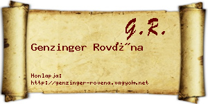 Genzinger Rovéna névjegykártya