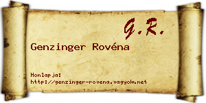 Genzinger Rovéna névjegykártya